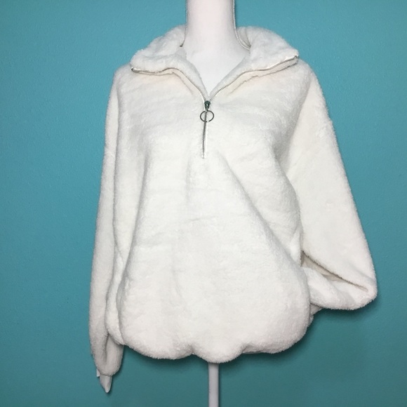 Fuzzy Teddy Half Zip Pocket Pullover - Picture 6 of 8